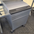 Teknion Silver 2 Drawer Pedestal File Cabinet w/ Grey Cushion